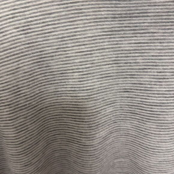 PACSUN Mens Basics Merton Long Sleeve Scallop Hem T Shirt. Gray fine stripe. - Picture 3 of 8